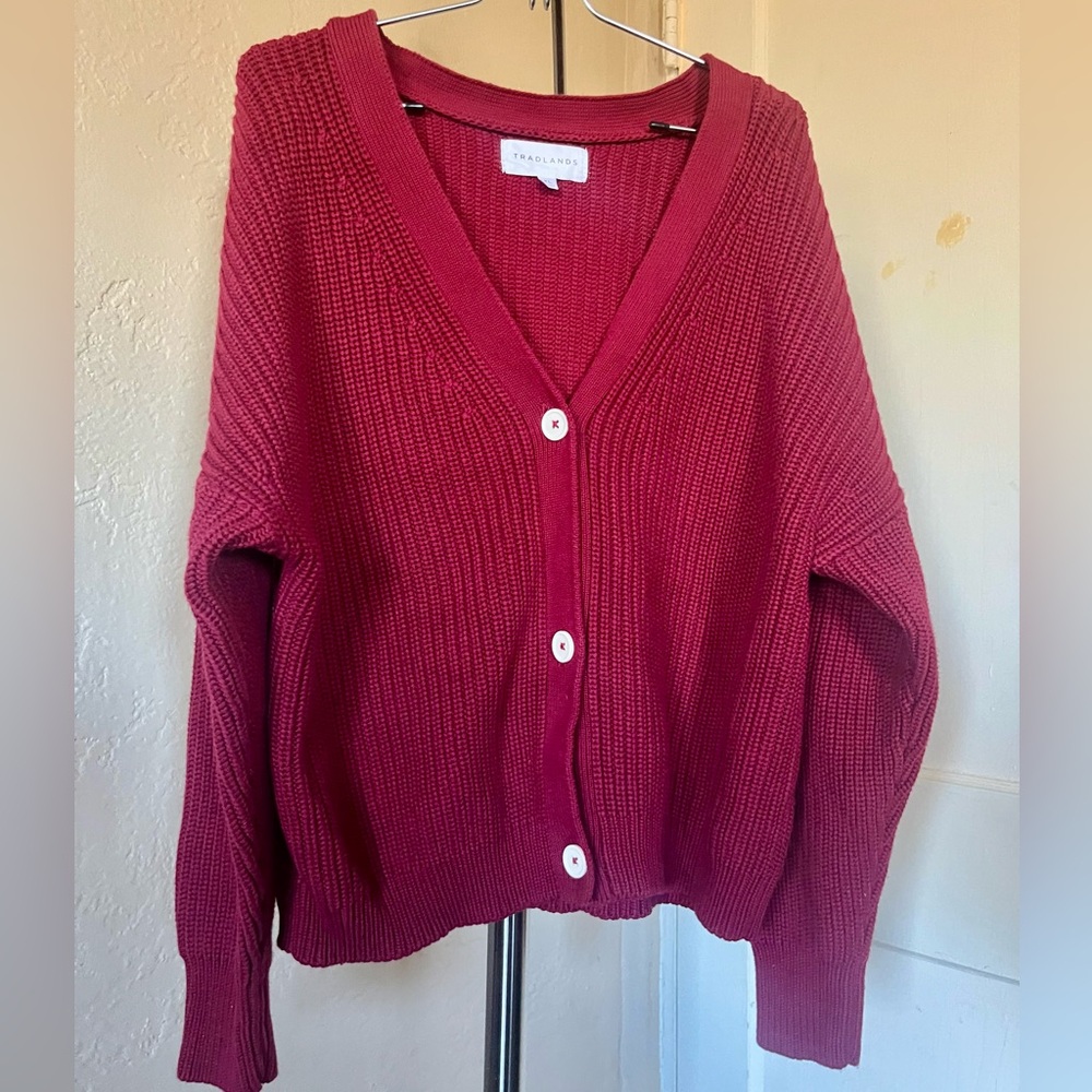 Red Shelter cardigan, XL